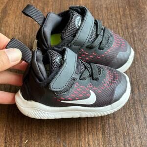 Nike Free Run 2018 Shoes Black & Red - Size 3C  AH3456-001